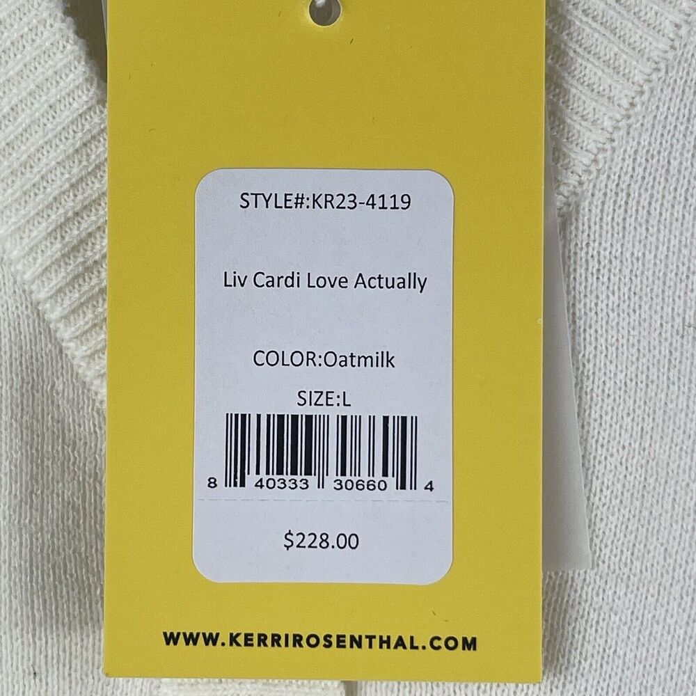 Kerri‎ Rosenthal Liv Cardi Love Actually Sweater Cardigan Oatmilk Women Size L - Picture 4 of 16